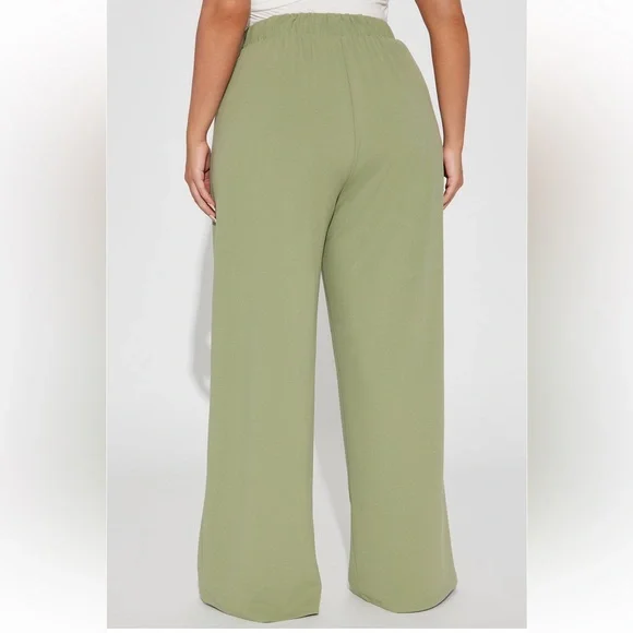 What Matters Most Wide Leg Trousers- Sage - Picture 2 of 3